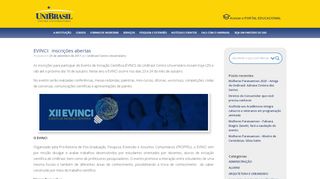 
                            7. EVINCI: inscrições abertas | UNIBRASIL