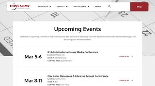 
                            5. EVIS Upcoming Events - East View Information Services