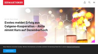 
                            11. Evotec meldet Erfolg aus Celgene-Kooperation – Aktie nimmt Kurs auf ...