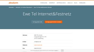 
                            12. Ewe Tel Hotline, Anschrift, Faxnummer und E-Mail - Aboalarm