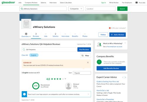 
                            12. eWinery Solutions Helpdesk/QA Reviews | Glassdoor