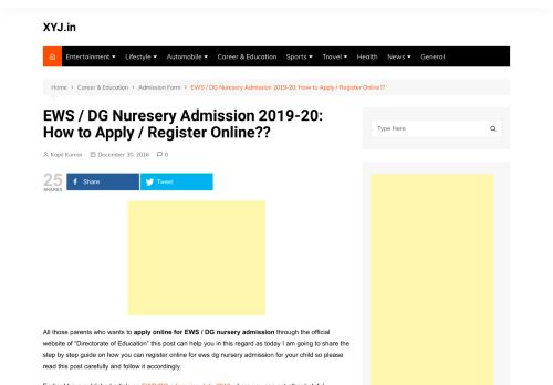 
                            11. EWS / DG Nuresery Admission 2017-18: How to Apply / Register ...