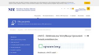 
                            3. eWUŚ - Elektroniczna Weryfikacja Uprawnień Świadczeniobiorców ...