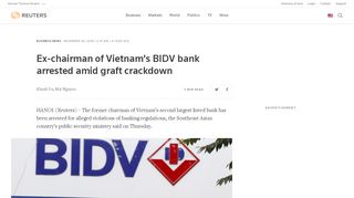 
                            10. Ex-chairman of Vietnam's BIDV bank arrested amid graft crackdown ...