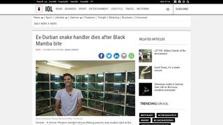 
                            10. Ex-Durban snake handler dies after Black Mamba bite | Daily News