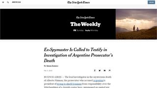 
                            11. Ex-Spymaster Is Called to Testify in Investigation of Argentine ...