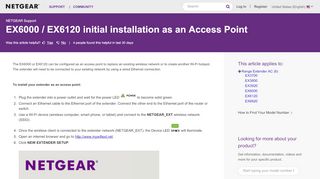 
                            2. EX6000 / EX6120 initial installation as an Access Point | Answer ...