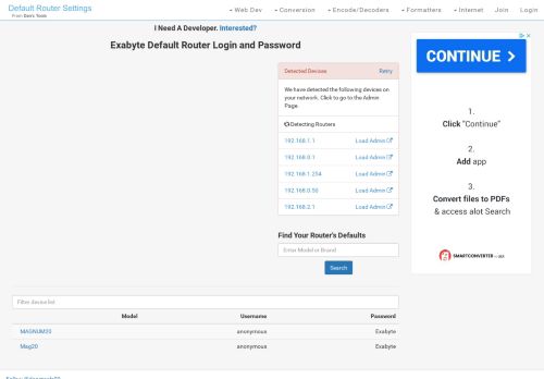 
                            11. Exabyte Default Router Login and Password - Clean CSS