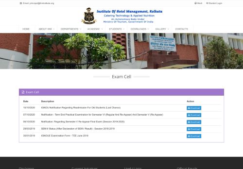 
                            5. Exam Cell - Institute Of Hotel Management, Kolkata