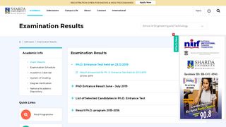 
                            3. Exam Results - Sharda University