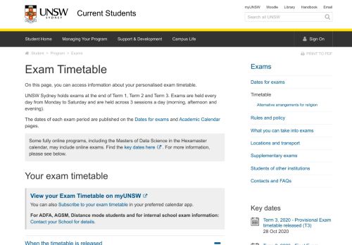 
                            6. Exam Timetable | UNSW Current Students