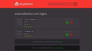 
                            4. examcollection.com passwords - BugMeNot