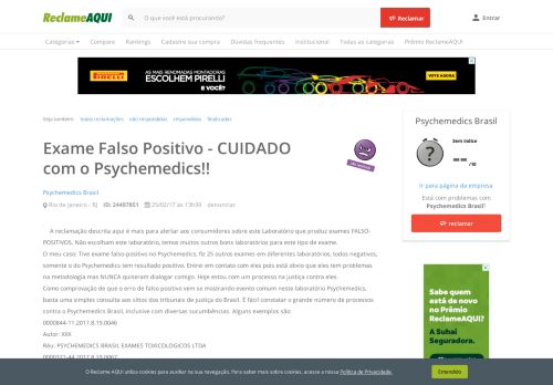 
                            7. Exame Falso Positivo - CUIDADO com o Psychemedics!! - Reclame Aqui