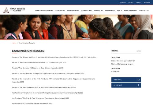 
                            3. Examination Results - Vimala College, Thrissur