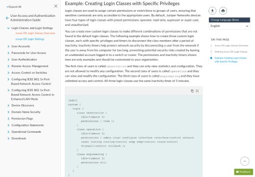 
                            5. Example: Creating Login Classes with Specific ... - Juniper Networks