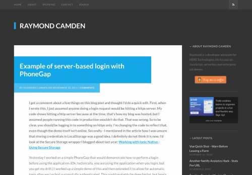 
                            13. Example of server-based login with PhoneGap - Raymond Camden