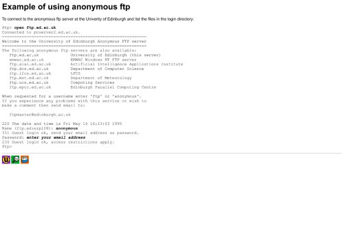 
                            8. Example of using anonymous ftp