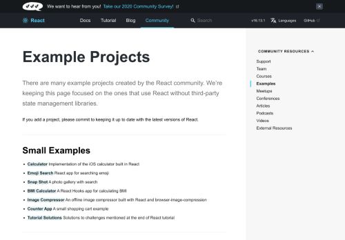 
                            11. Example Projects – React