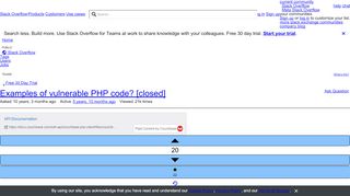 
                            10. Examples of vulnerable PHP code? - Stack Overflow