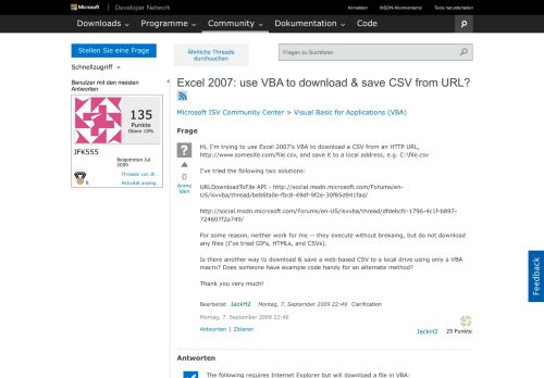 
                            3. Excel 2007: use VBA to download & save CSV from URL? - MSDN ...