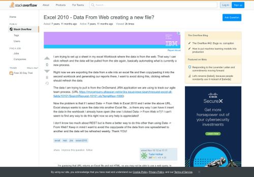 
                            12. Excel 2010 - Data From Web creating a new file? - Stack Overflow