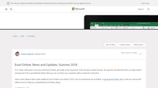 
                            6. Excel Online: News and Updates, Summer 2018 - Microsoft Tech ...