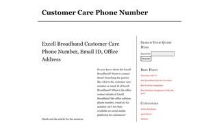 
                            10. Excell Broadband Customer Care Phone Number, Email ID, Office ...