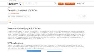 
                            7. Exception Handling in EMA C++ | DEVELOPER COMMUNITY