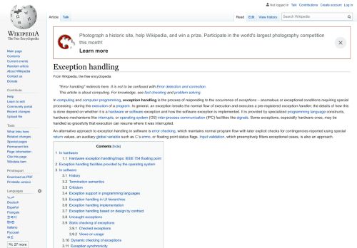 
                            12. Exception handling - Wikipedia
