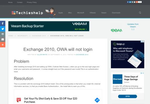 
                            11. Exchange 2010, OWA will not login - Techieshelp.com