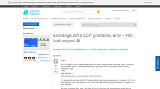 
                            1. exchange 2016 ECP problems; error - 400 bad request - Microsoft