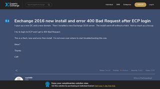 
                            3. Exchange 2016 new install and error 400 Bad Request after ECP login