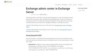 
                            4. Exchange admin center in Exchange Server | Microsoft Docs