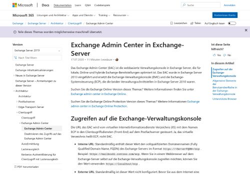 
                            1. Exchange admin center - Microsoft Docs