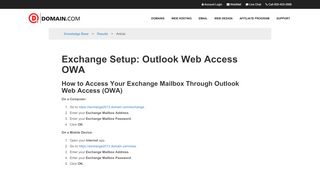 
                            4. Exchange Setup: Outlook Web Access OWA - Domain.com