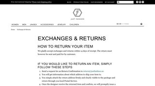 
                            7. Exchanges & Returns - Just Fashion