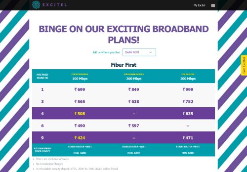 
                            3. Excitel Broadband | Best Internet Broadband Plans in Delhi ...