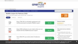 
                            6. Exclusive 70% OFF | Medlife coupon | February 2019