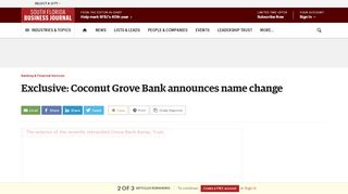 
                            5. Exclusive: Coconut Grove Bank announces name change - South ...