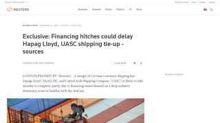 
                            4. Exclusive: Financing hitches could delay Hapag Lloyd, UASC ...