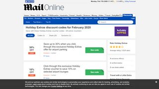 
                            9. EXCLUSIVE Holiday Extras Vouchers + Discount Codes | Daily Mail