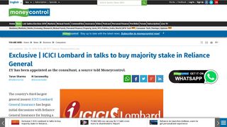 
                            12. Exclusive | ICICI Lombard in talks to buy majority stake in Reliance ...