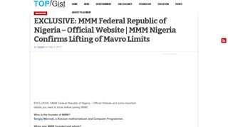 
                            7. EXCLUSIVE: MMM Federal Republic of Nigeria - Official Website ...