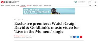 
                            11. Exclusive premiere: Watch Craig David & GoldLink's music video for ...