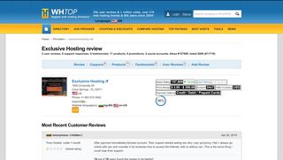 
                            8. ExclusiveHosting Review 2019 - ratings by 1 user. Avg. Rank 1/10
