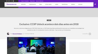 
                            11. Exclusivo: CCXP Unlock acontece dois dias antes em 2018 ...