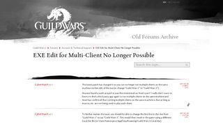 
                            10. EXE Edit for Multi-Client No Longer Possible - Guild Wars 2 Forum ...