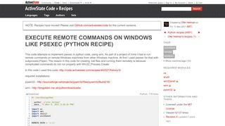 
                            7. Execute remote commands on windows like psexec « Python recipes ...