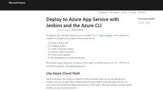 
                            12. Execute the Azure CLI with Jenkins | Microsoft Docs