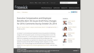 
                            8. Executive Compensation and Employee Benefits Alert: ISS Issues ...